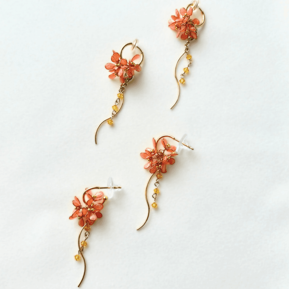 【金木犀/キンモクセイ】2wayフープイヤリング 揺れるオレンジ 金属アレルギー サージカルステンレス 受注生産 | 11枚目